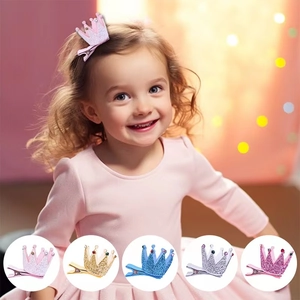 Pince à Cheveux Couronne Brillante pour Filles Avec Strass Style Princesse Pour Enfants Fête d'Anniversaire Accessoires de Cheveux