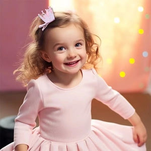 Pince à cheveux couronne rose scintillante pour filles portée sur les cheveux montrant l'éclat