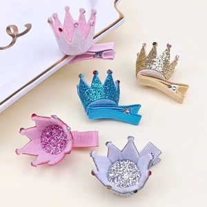 Lot de 5 pinces à cheveux couronne pailletée pour filles en plusieurs couleurs vives