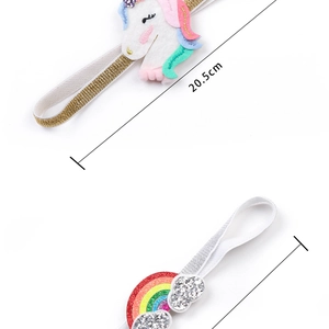 Detail of 20.5cm baby unicorn and rainbow elastic headband set with glitter sequins