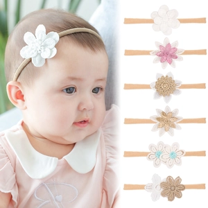 6-pack of soft seamless baby headbands with delicate floral embroidery for infants