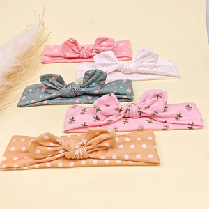 Lot de 5 bandeaux bébé en coton doux avec oreilles de lapin et motifs floraux