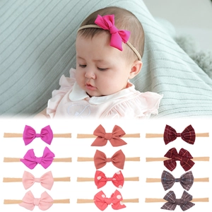 12-piece baby cotton linen bow headband set with high-elastic nylon bands for infants