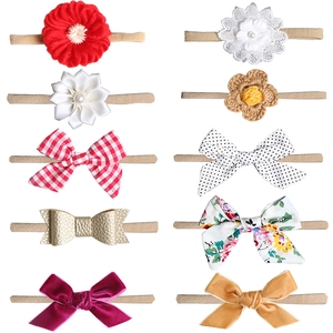 Bandeau Bébé Doux Avec Fleur et Nœud Ensemble Accessoires Cheveux en Tissu Souple Élastique pour Tout-petits Nourrissons Accessoire Photographie