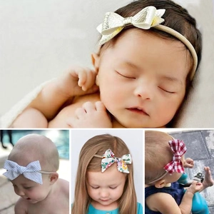 Bandeaux pour bébés avec nœuds aux motifs floraux, à pois et à carreaux en nylon doux
