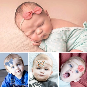 Set di 10 fasce per capelli da neonata con fiocchi floreali e morbidi elastici in nylon