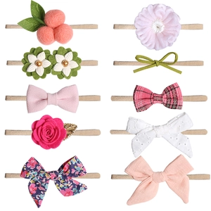 Weiches Nylon Baby Stirnband Handgefertigte Blumen Schleife Baby Haar Zubehör Elastische Nahtlose Stirnbänder Für Neugeborene Fotografie