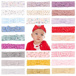 Baby Elastisches Schleife Stirnband Weiche Bedruckte Baumwollmischung Säugling Haarschmuck Neugeborene Fotografie Haarsmuck