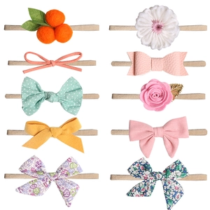 Säugling Stirnbänder Schleifen Blumen Elastische Nylon Haarbänder Neugeborene Kleinkind Handgefertigte Süße Haaraccessoires
