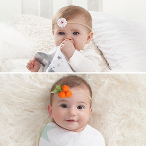 Rosa und weißes Blumen-Baby-Stirnband mit weichem Nylon-Gummiband für Neugeborenen-Fotos