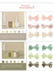 Detailed set of grosgrain bow hair clips in solid colors and polka dots for kids