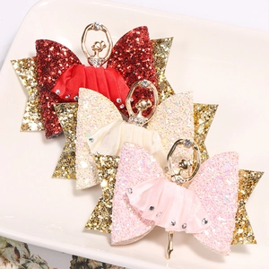 Barrettes ballerines pailletées avec jupes en tissu et strass pour enfants