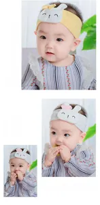 Detailed close-up of soft knitted elastic baby headband with cute 3D cartoon rabbit decor