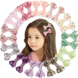 Colorful boutique grosgrain bow hair clips set for kids and toddlers in various styles