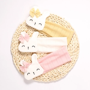 Three-piece set of breathable cotton baby headbands with cute 3D bunny ears and bows