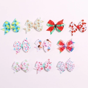 Lot de 10 barrettes à cheveux pour enfants avec motifs de fruits tropicaux et nœuds
