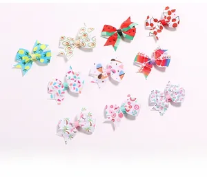 Lot de 10 barrettes papillon pour enfants avec motifs de fruits tropicaux et dessins