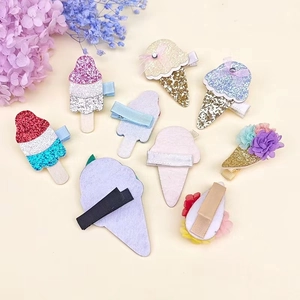 Fermagli per capelli con paillettes a forma di gelato e fiori in rete per bambine clip