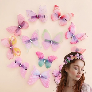 Barrettes Cheveux Papillon En Gaze Maillée 3D Fait Main Pour Enfants Filles Fée Tulle Strass Épingle À Cheveux Style Ancien Accessoires De Cheveux Princesse