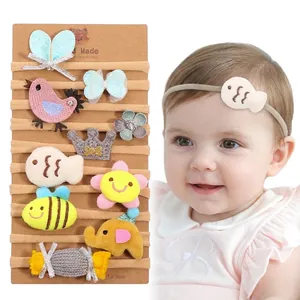 Soft Elastic Baby Headbands Set Cartoon Stuffed Animal Flower Crown Knitted Hair Bands For Toddler Infants Girls Jewelry