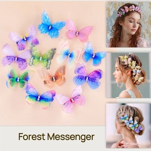 Détail de pinces papillon en tulle éthéré avec strass et texture d'aile réaliste