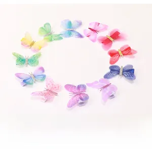 Détails de 12 barrettes papillon en maille féerique aux couleurs macaron