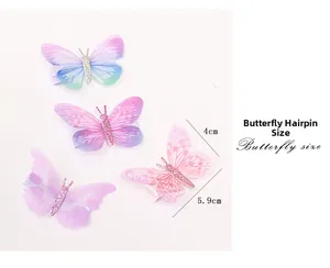 Vue détaillée du lot de 4 barrettes papillon en tulle dégradé avec paillettes brillantes