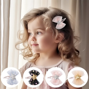 Kids Girls Double Layer Mesh Star Hair Clips Glitter Bowknot BB Clips Sweet Princess Hairpins Fashion Hair Accessories For Girls