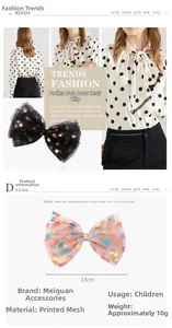 Close-up of 13cm oversized polka dot mesh hair clip for children with a 10g lightweight design