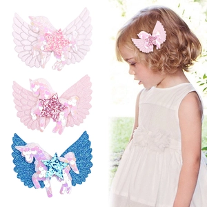 Lindo Pasador para el Cabello con Alas de Unicornio Lentejuelas Estrella Poni Horquilla Fresco Dulce Niñas Accesorios para Cabello