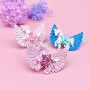 Pinzas para el pelo de unicornio con purpurina y estrellas brillantes para niñas en tres colores