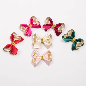Handgefertigte 6-Farben Satin-Haarschleifen mit goldenem Glitzer für Mädchen