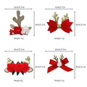 Spécifications de taille et poids pour les pinces à cheveux de Noël renne et fleurs