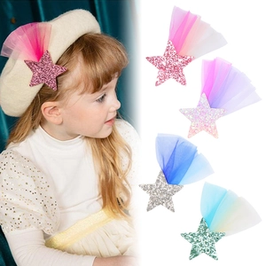 Barrette à Cheveux Étoile Brillante Style Princesse Pour Filles Épingle à Cheveux en Tulle Dentelle Pour Enfants Accessoires de Cheveux de Photographie