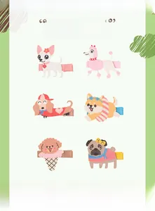 Detalle de 6 pinzas para el pelo de perritos animados para niñas con acabado de purpurina