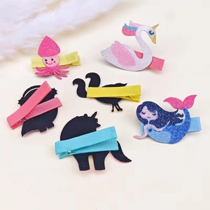 Lot de 6 barrettes à cheveux pailletées pour enfants motifs animaux dessin animé et cygne