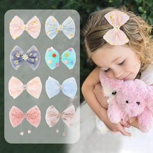 Clip per Capelli a Fiocco in Rete per Bambine Margherita Paillettes Corona Piuma Tulle Forcine Dolci Accessori per Capelli da Principessa