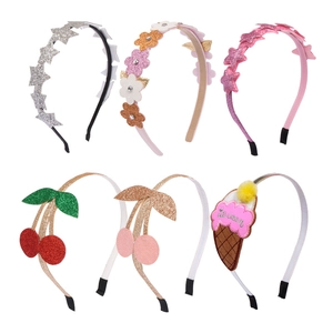 6-piece kids headbands set with glitter stars, colorful flowers and ice cream designs