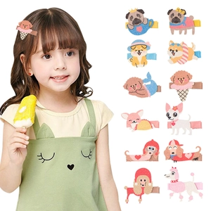 Pinzas para el Cabello de Cachorro de Perro para Niñas Tela Brillante Horquillas de Animales Caniche Pug Chihuahua Accesorios para el Pelo