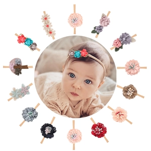 Lot de 12 bandeaux pour bébé avec fleurs variées et élastiques en nylon ultra souples