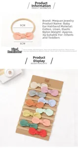 Détail du bandeau bébé avec nœud en coton lin et nylon extensible doux avec dimensions