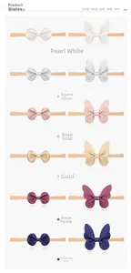 Set mit 12 elastischen Baby-Stirnbändern aus Nylon mit Schmetterlingsschleifen aus Kunstleder