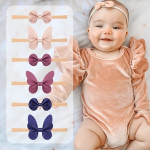 Nahtloses Elastisches Baby Stirnband Set Schmetterlingsschleife Litschi Textur Kunstleder Nylon Haarband Weiche Kopfbedeckung Für Neugeborene Säuglinge Kleinkinder Baby Zubehör