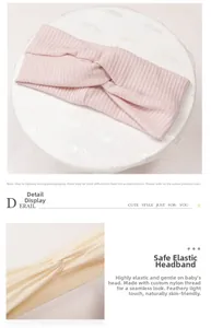 Detail of soft nylon knit baby headbands with twist knot and high elastic texture