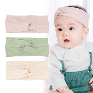 Baby Knitted Twist Knot Headband Soft Cotton Ribbed Elastic Hairband For Toddler Infants Kids Solid Color Hair Accessories