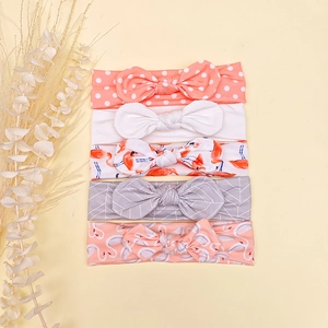 Lot de 5 bandeaux élastiques pour bébés avec motifs à pois et flamants roses