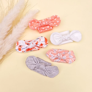Lot de cinq bandeaux pour bébé en coton doux avec pois et imprimés de flamants roses