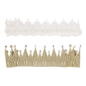 Sparkling lace crown headbands with pearls and rhinestones for infants and girls