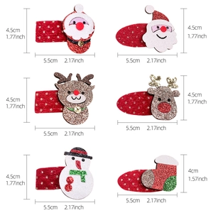 Lot de barrettes de Noël avec paillettes renne Père Noël et bonhomme de neige 5.5cm