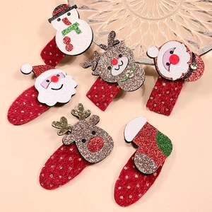 Lot de barrettes de Noël avec renne à paillettes, Père Noël et bonhomme de neige enfant